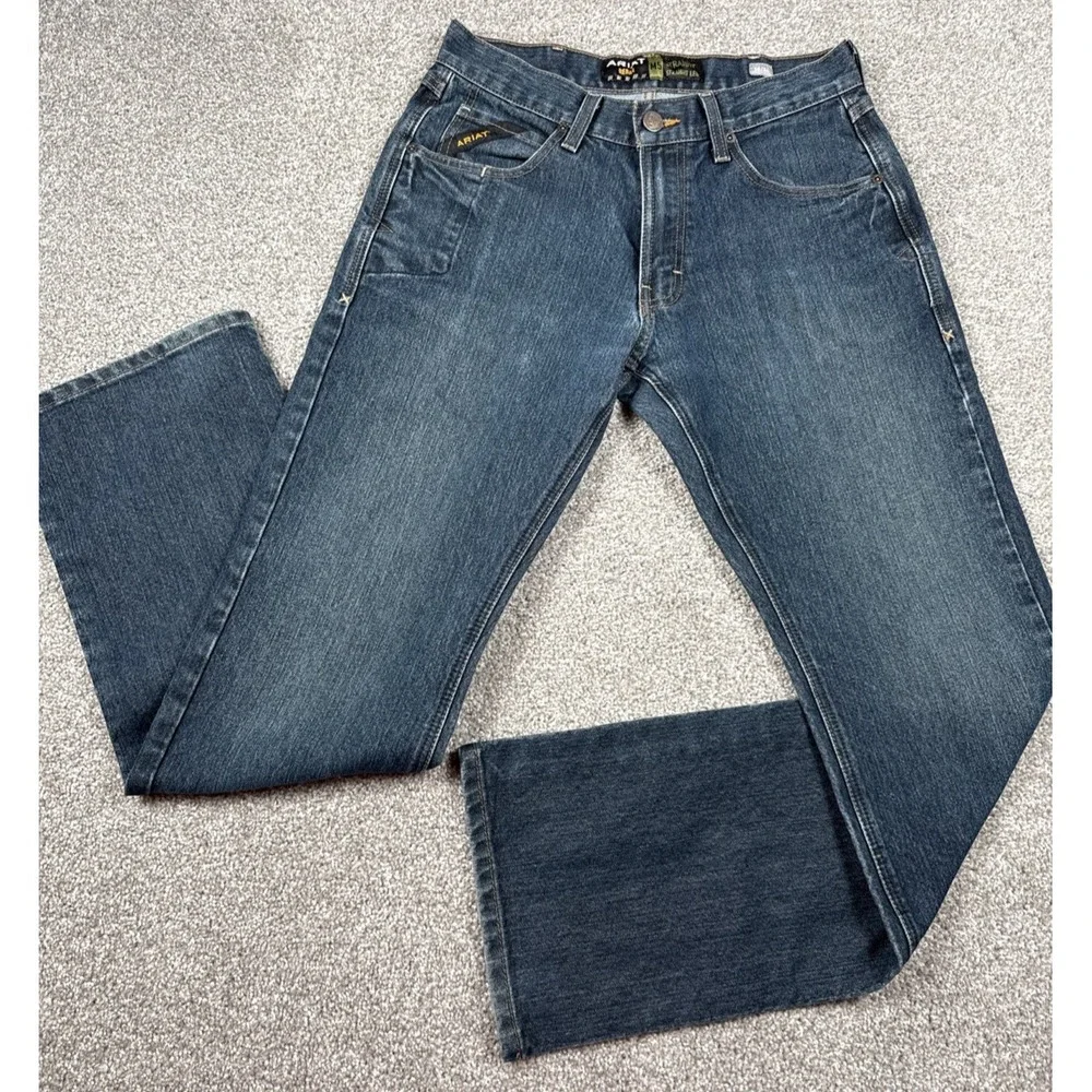 Ariat Rebar M5 Straight Leg Jeans Men's 30x34 Dark Wash Stretch Work Denim